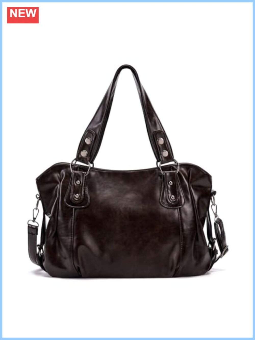 Medium PU Leather Tote Bag Y2K Crossbody Satchel Slouchy Shoulder Handbag